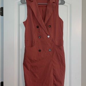 Haute Monde Orange Sheath Dress Notched Collar Sleeveless